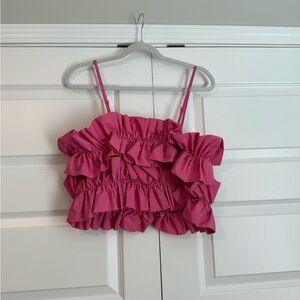 Pink Ruffled Women's Top